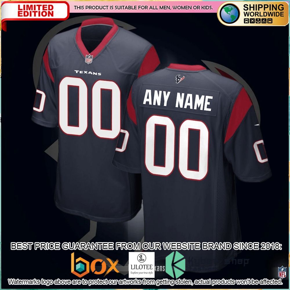 houston texans nike custom navy football jersey 1 982