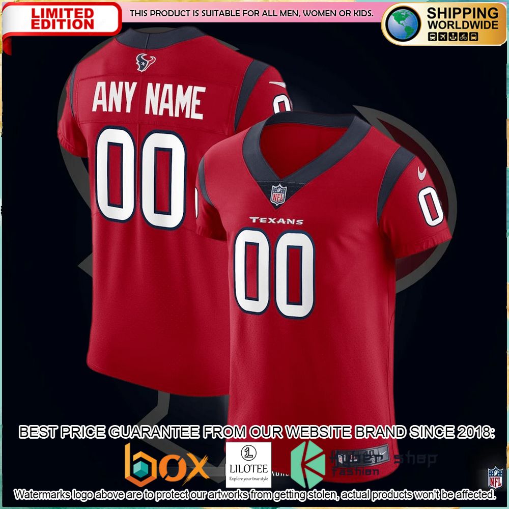 houston texans nike vapor elite custom red football jersey 1 903