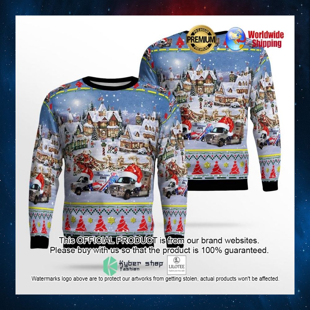 howell michigan livingston county ems santa hat sweater 1 274