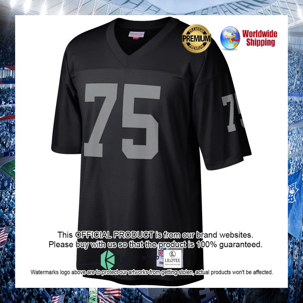 howie long las vegas raiders mitchell ness retired legacy replica black football jersey 2 292