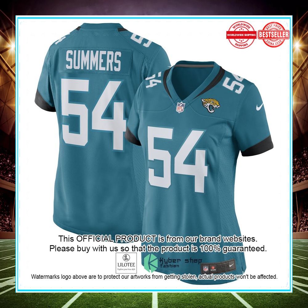ty summers jacksonville jaguars nike womens game player teal football jersey 1 224