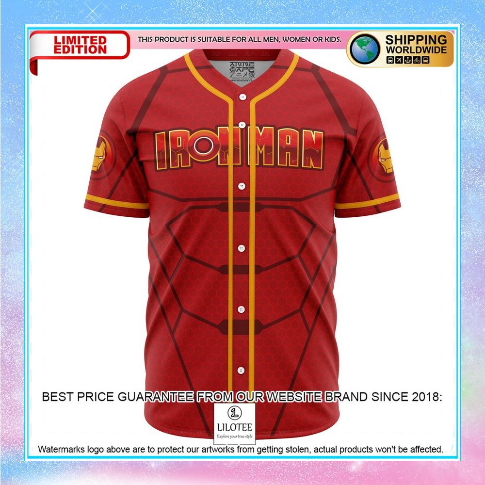 ironman marvel baseball jersey 1 942