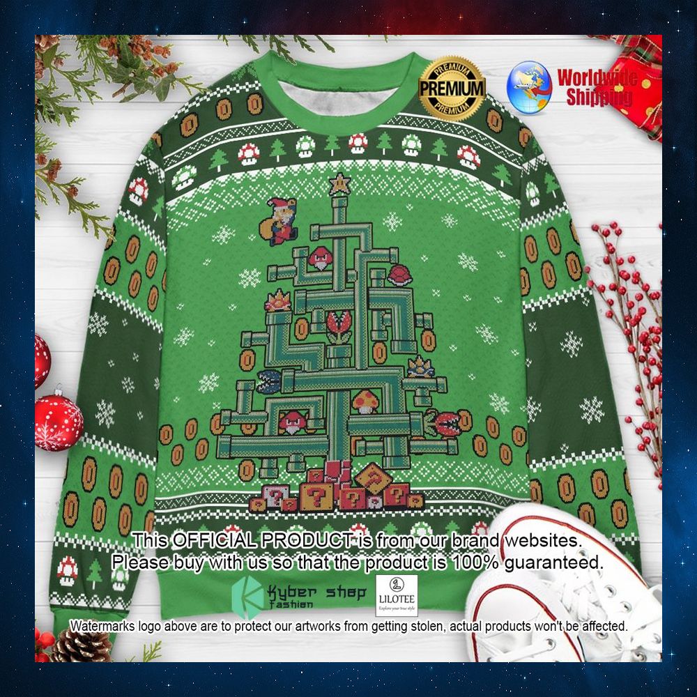 its a tree mario super mario christmas sweater 1 750