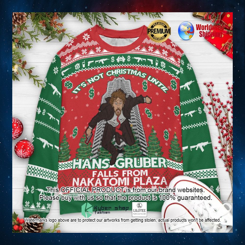 its not christmas until hans gruber falls from nakatomi plaza christmas sweater 1 445