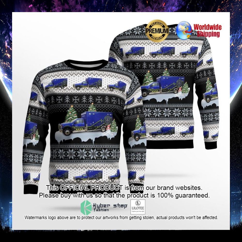 jackson county iowa bellevue emergency medical services ugly sweater 1 674