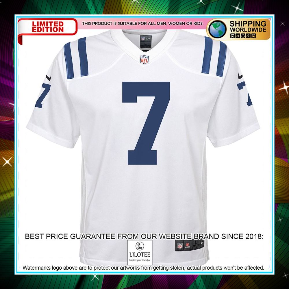 jacoby brissett indianapolis colts youth white football jersey 2 228