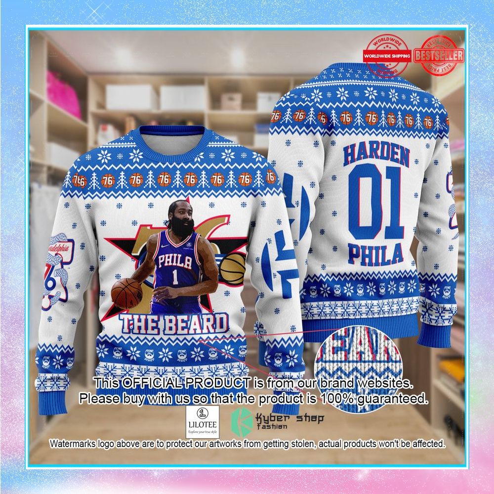 jame harden philadelphia 76ers nba christmas sweater 1 747