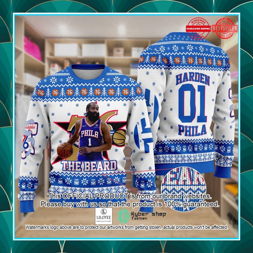 jame harden philadelphia 76ers nba christmas sweater 1 783