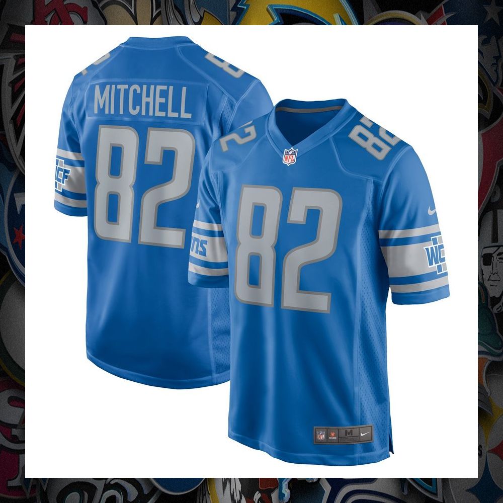 james mitchell detroit lions blue football jersey 1 71