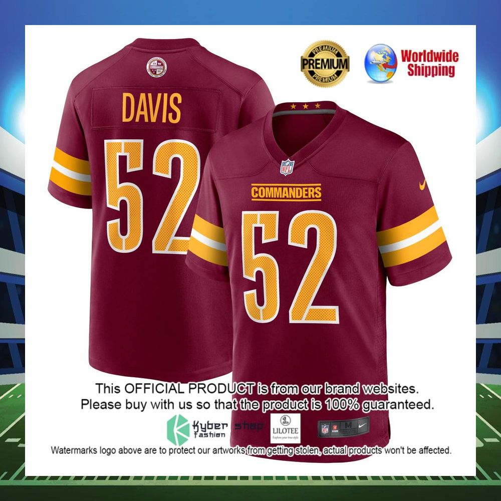 jamin davis washington commanders nike game burgundy football jersey 1 495