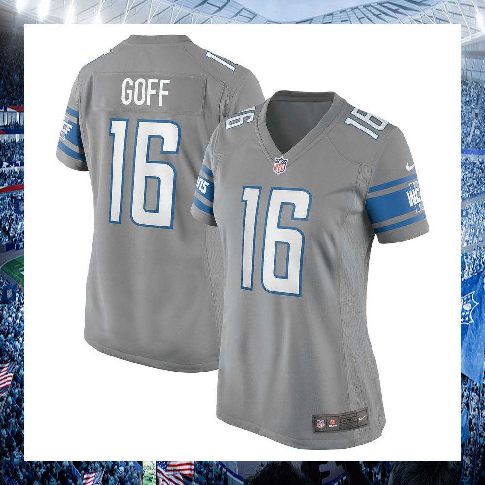 jared goff detroit lions nike womens silver football jersey 1 836