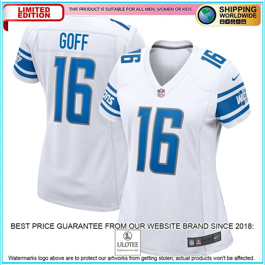 jared goff detroit lions womens white football jersey 1 116