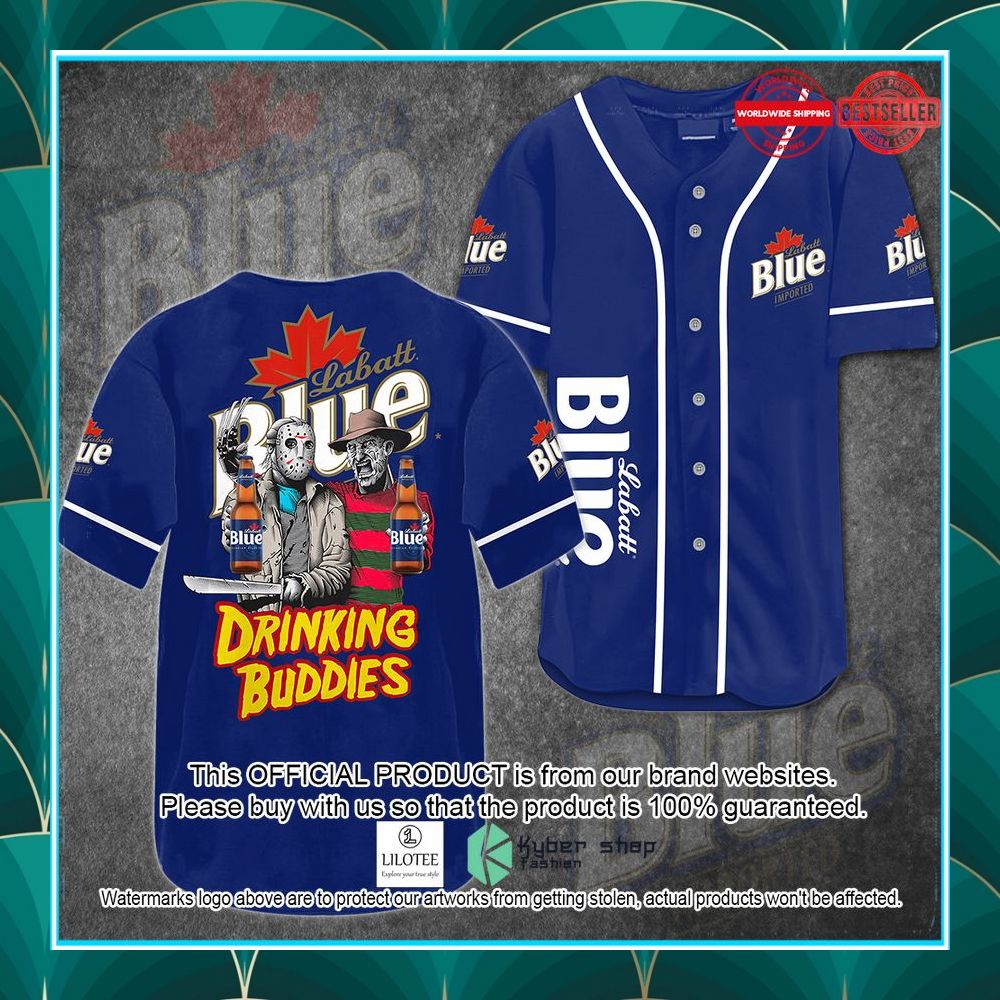 jason voorhees freddy krueger blue labatt drinking buddies baseball jersey 1 370