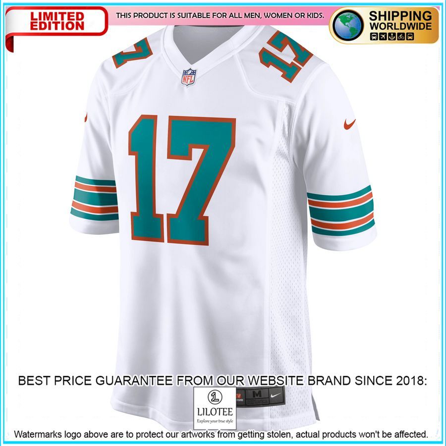 jaylen waddle miami dolphins white football jersey 2 259