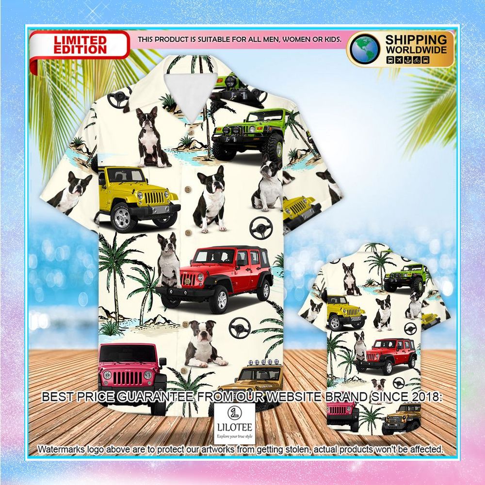 jeep boston terrier hawaiian shirt 1 556