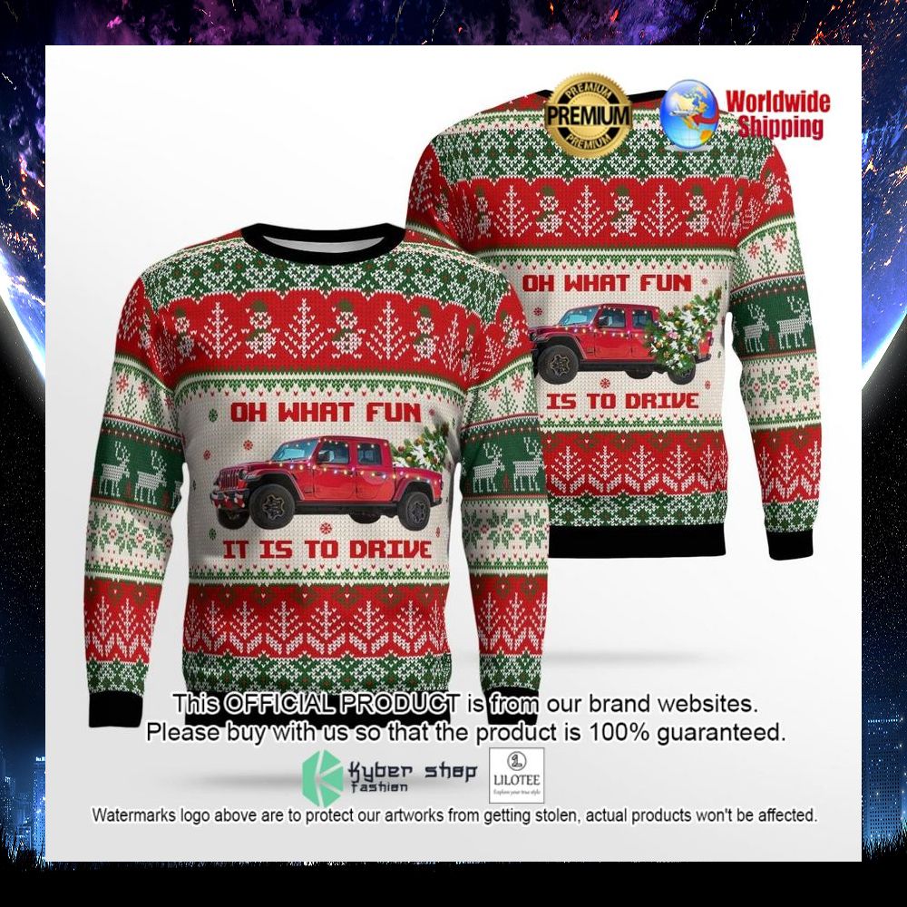 jeep gladiator oh what fun it is to drive ugly sweater 1 968