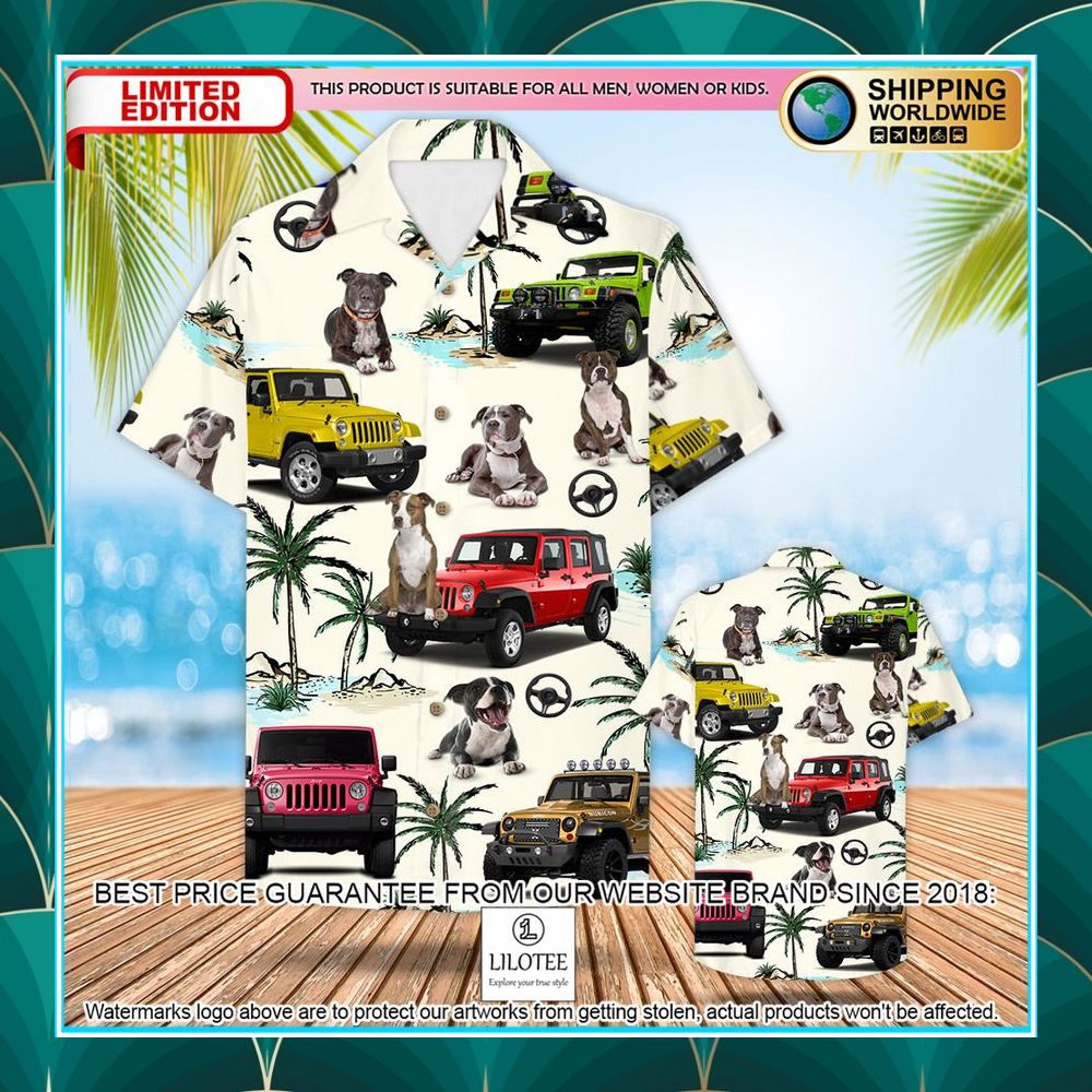 Jeep Staffordshire Bull Terrier Hawaiian Shirt - LIMITED EDITION 4 jeep staffordshire bull terrier hawaiian shirt 1 466