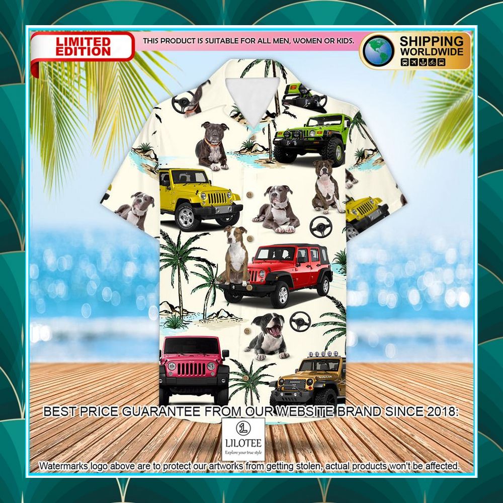 Jeep Staffordshire Bull Terrier Hawaiian Shirt - LIMITED EDITION 5 jeep staffordshire bull terrier hawaiian shirt 2 292