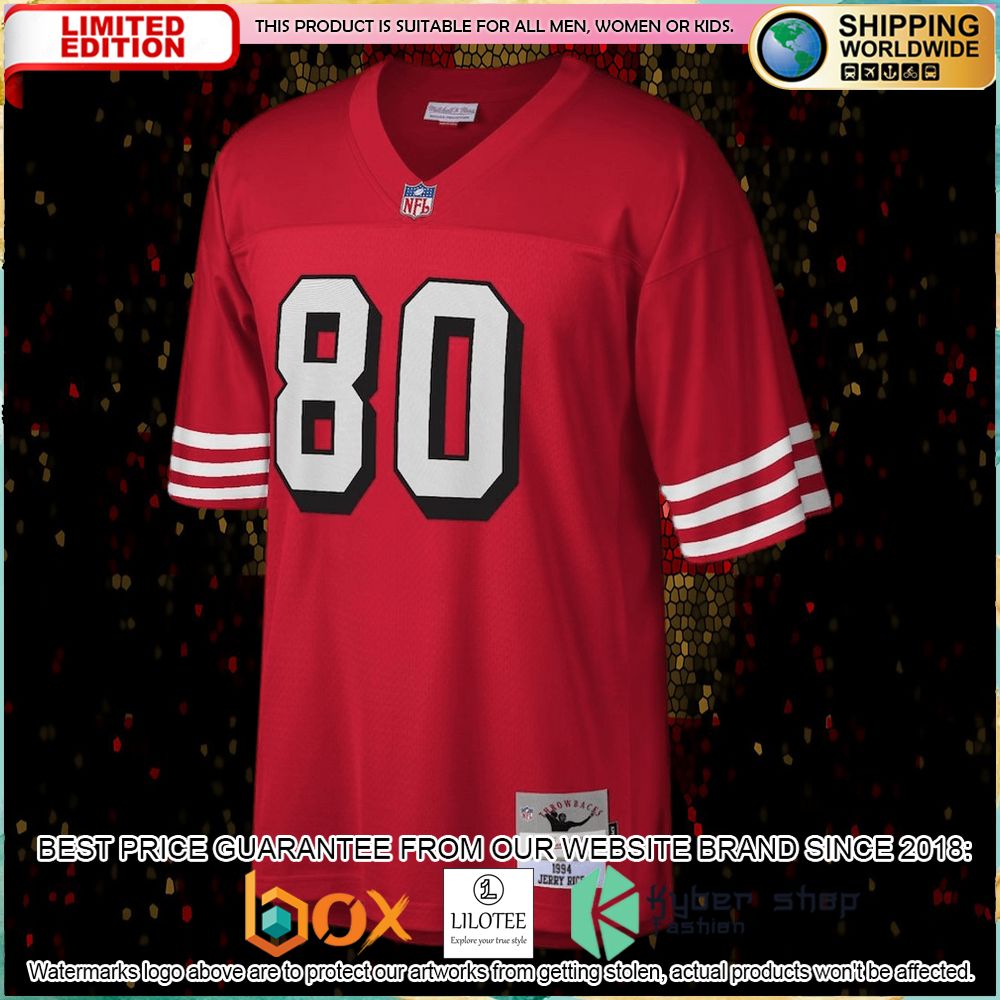 jerry rice san francisco 49ers mitchell ness 1994 legacy replica scarlet football jersey 2 269