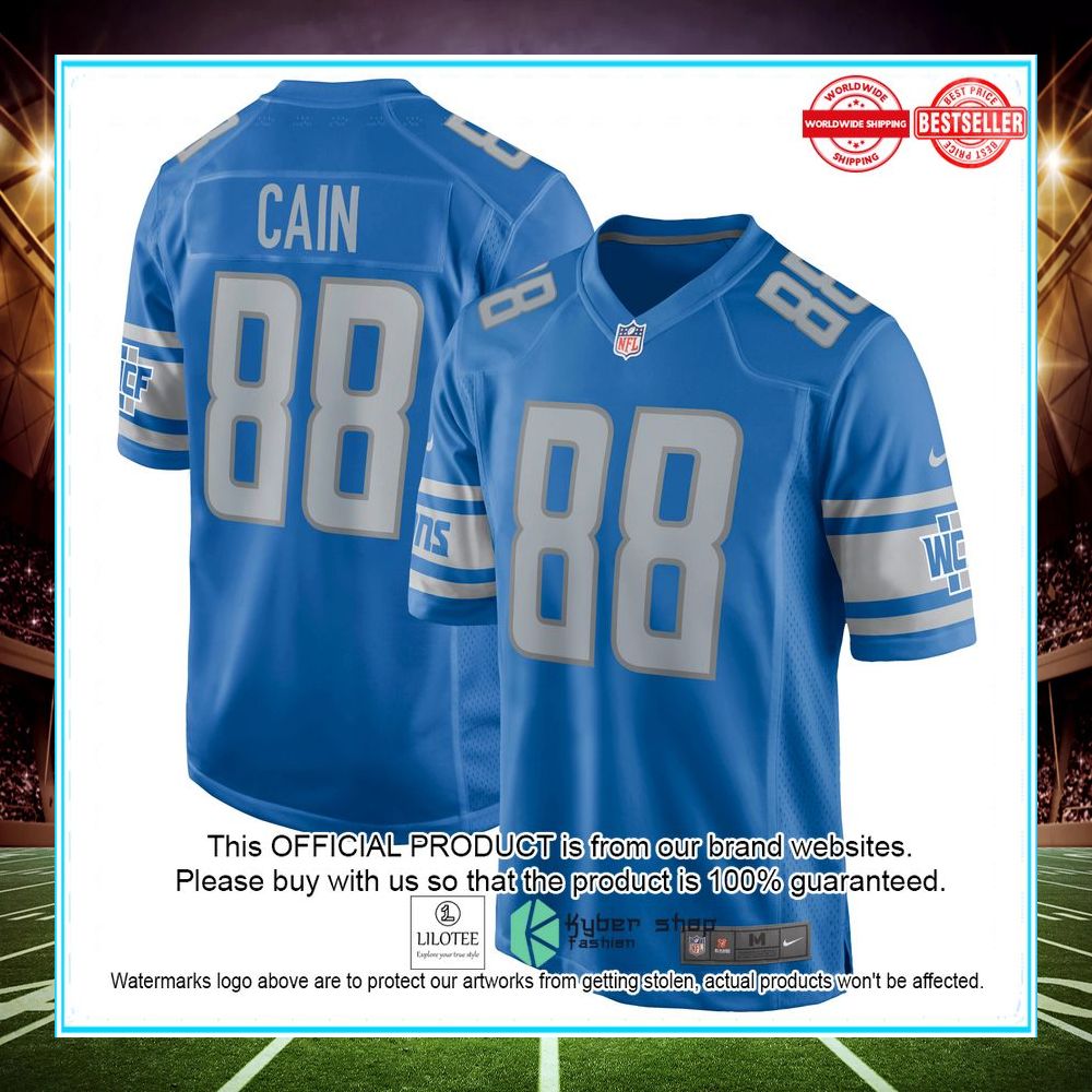 jim cain 88 detroit lions nike retired blue football jersey 1 990