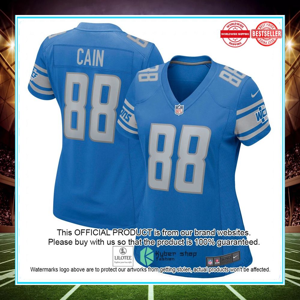 jim cain detroit lions nike retired blue football jersey 1 657
