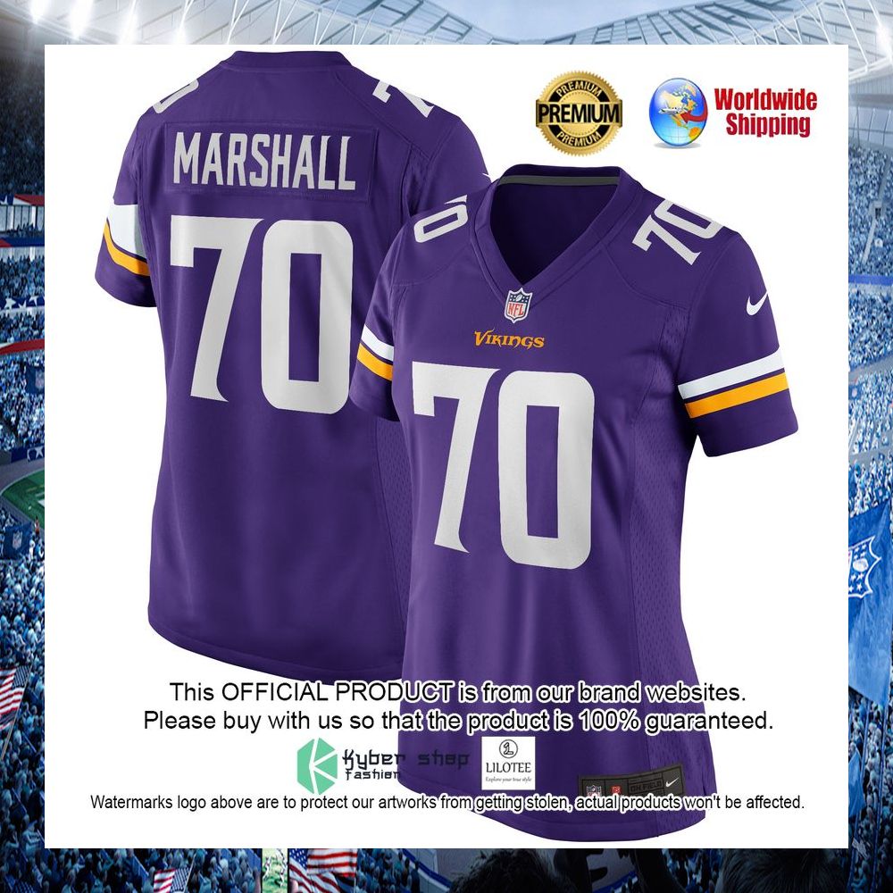 jim marshall minnesota vikings nike womens retired purple football jersey 1 383