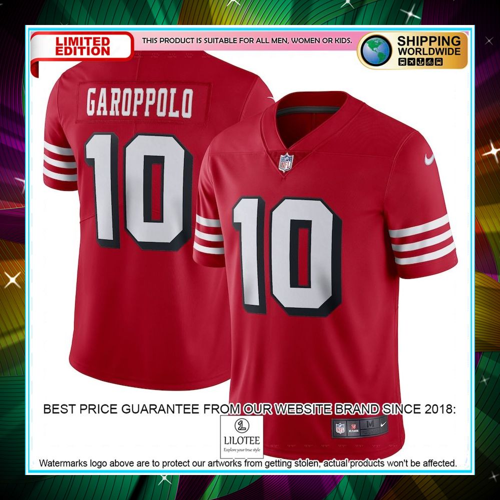 jimmy garoppolo san francisco 49ers alternate vapor red football jersey 1 650
