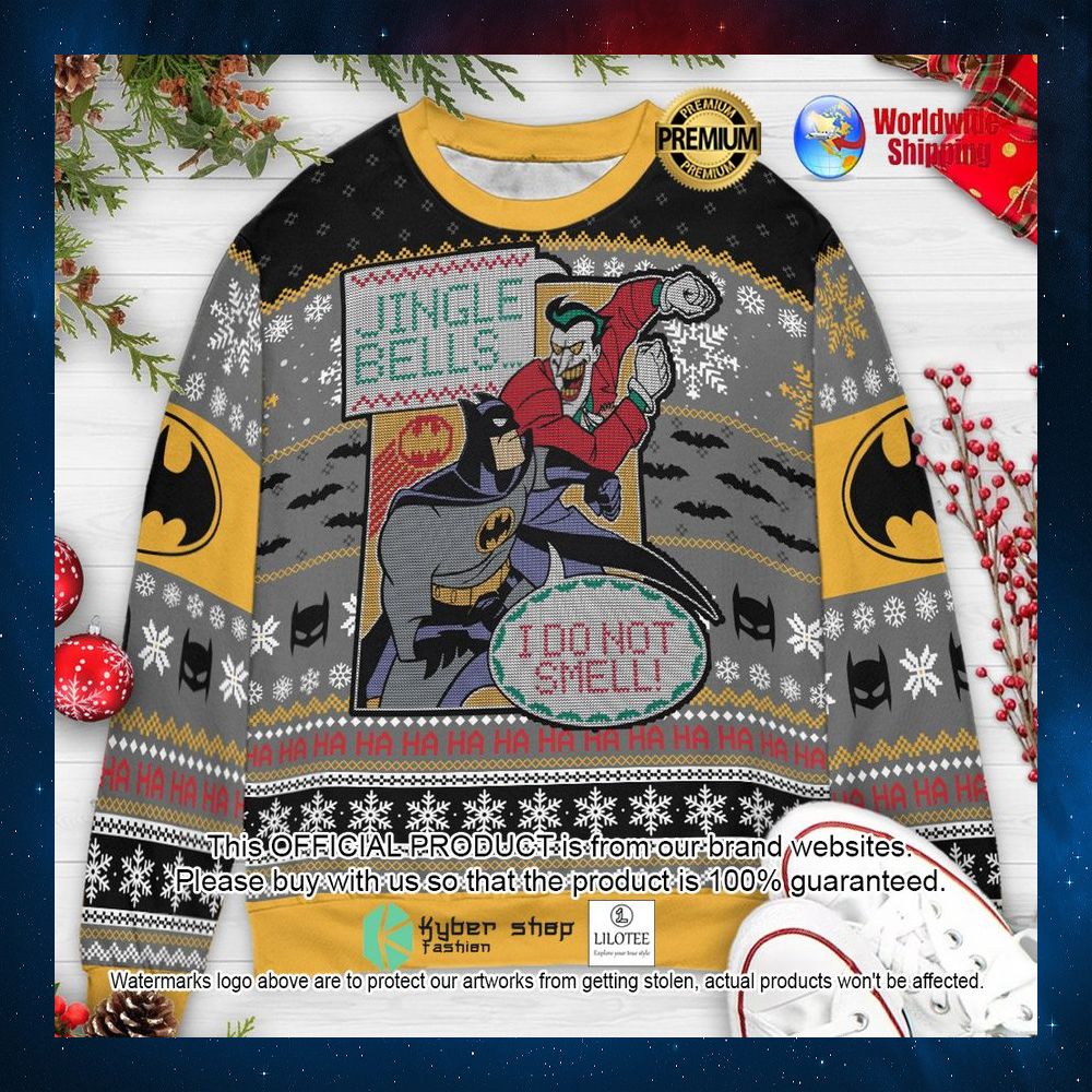 jingle bells batman smells joker and batman dc characters christmas sweater 1 606