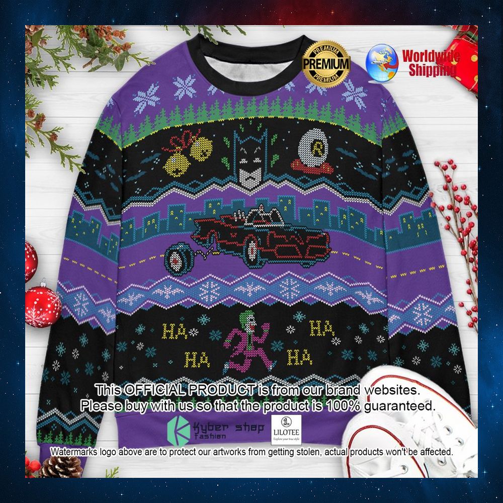 jingle bells batman smells joker got away joker and batman dc characters christmas sweater 1 399