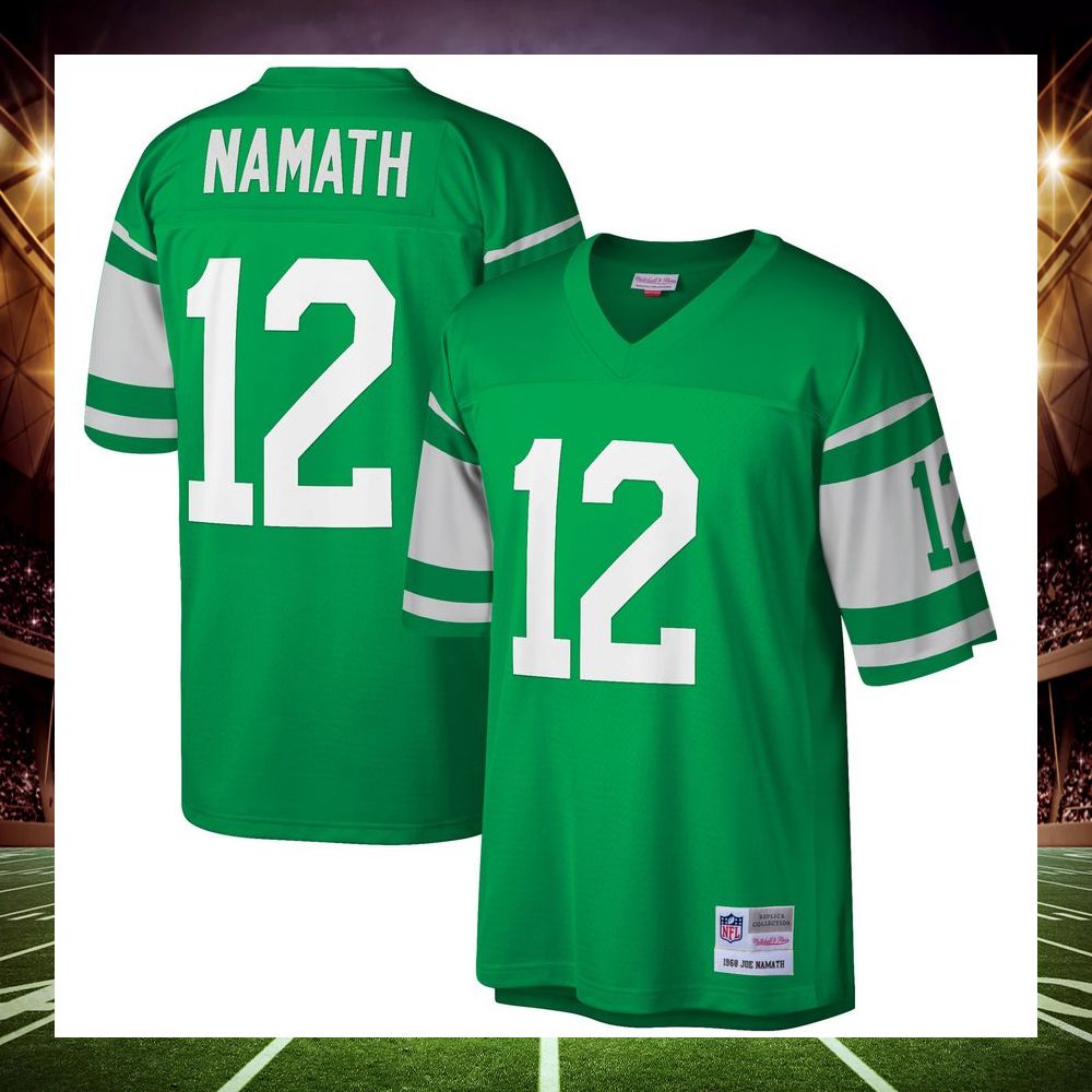 joe namath new york jets mitchell ness retired legacy replica green football jersey 1 739