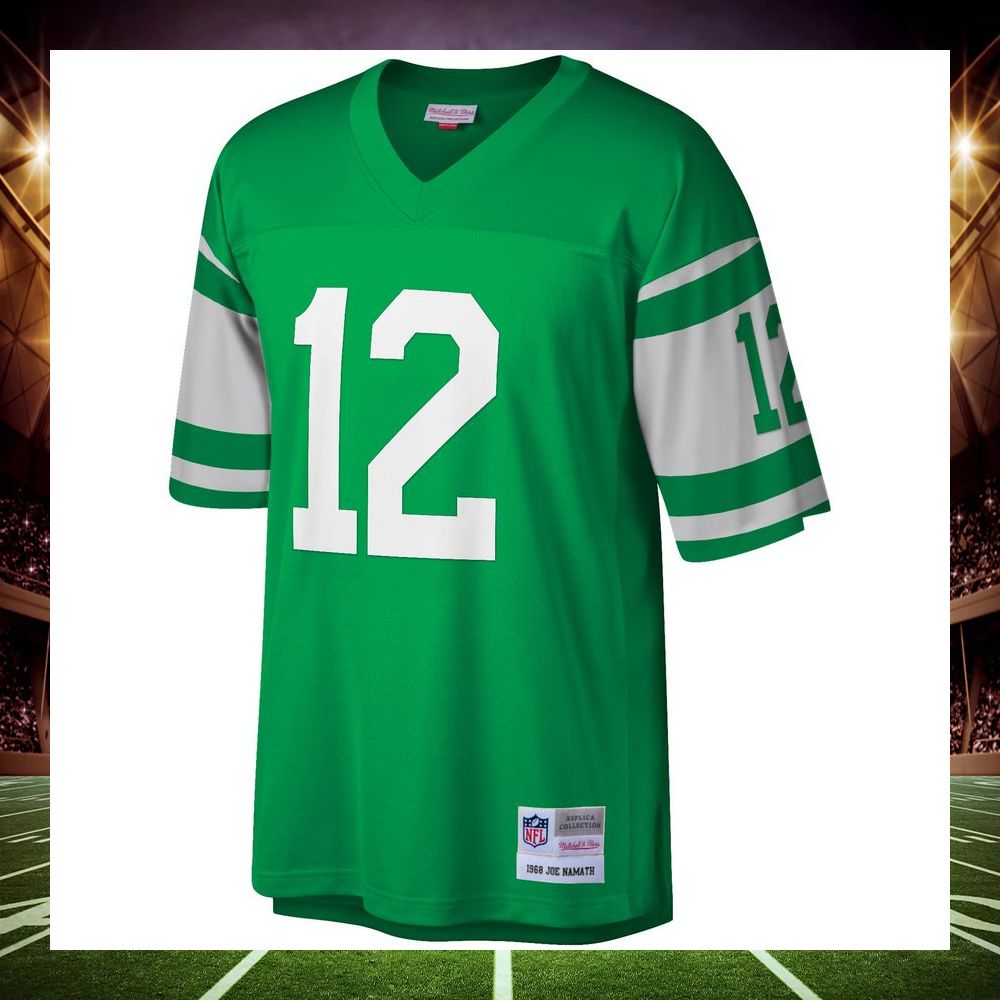 joe namath new york jets mitchell ness retired legacy replica green football jersey 2 612