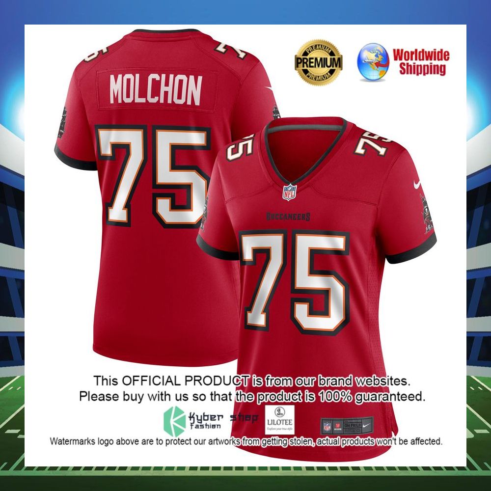 john molchon tampa bay buccaneers nike womens game red football jersey 1 867