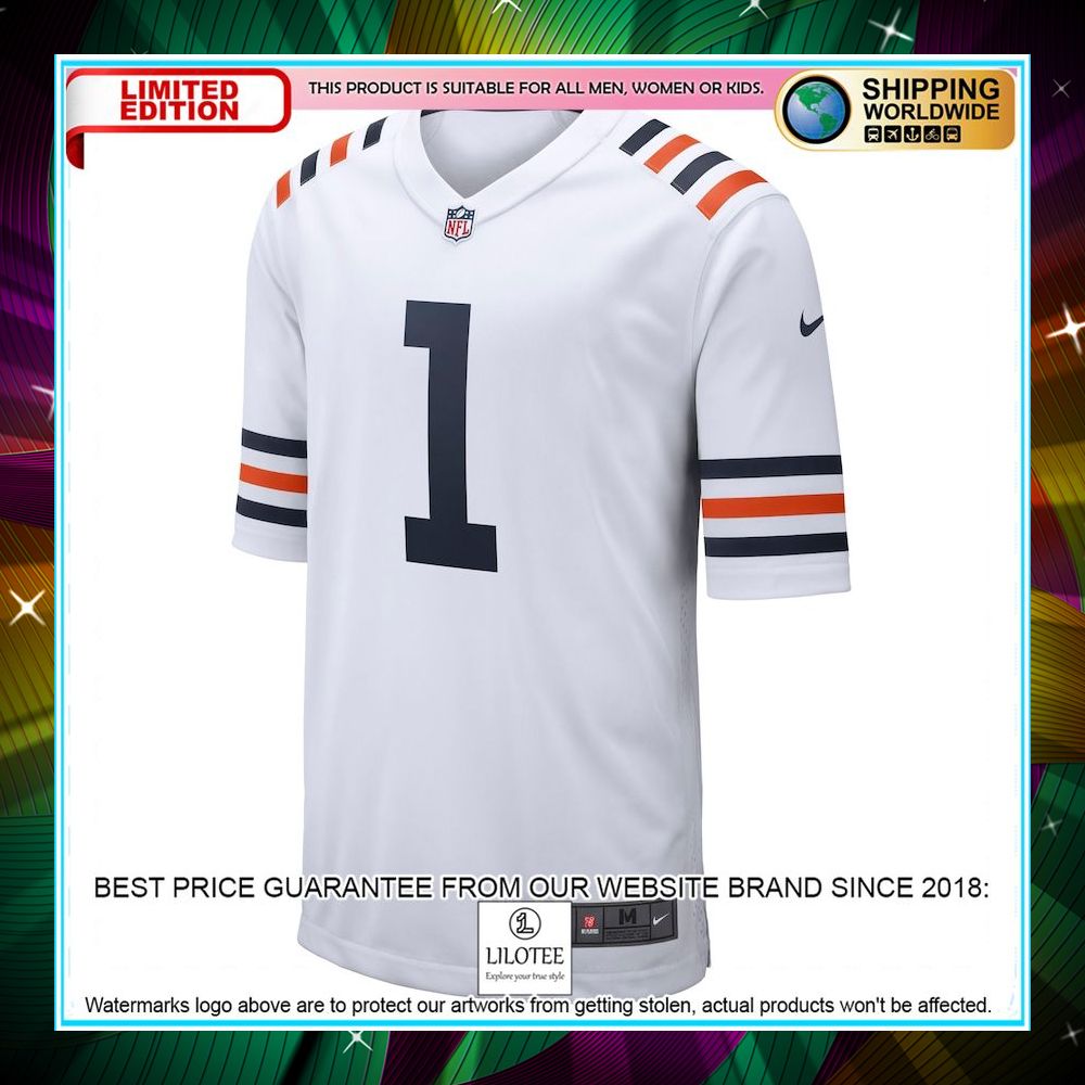 justin fields chicago bears 2021 nfl draft first round pick alternate classic white football jersey 2 646