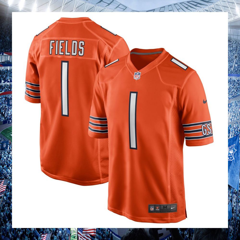 justin fields chicago bears nike alternate orange football jersey 1 996