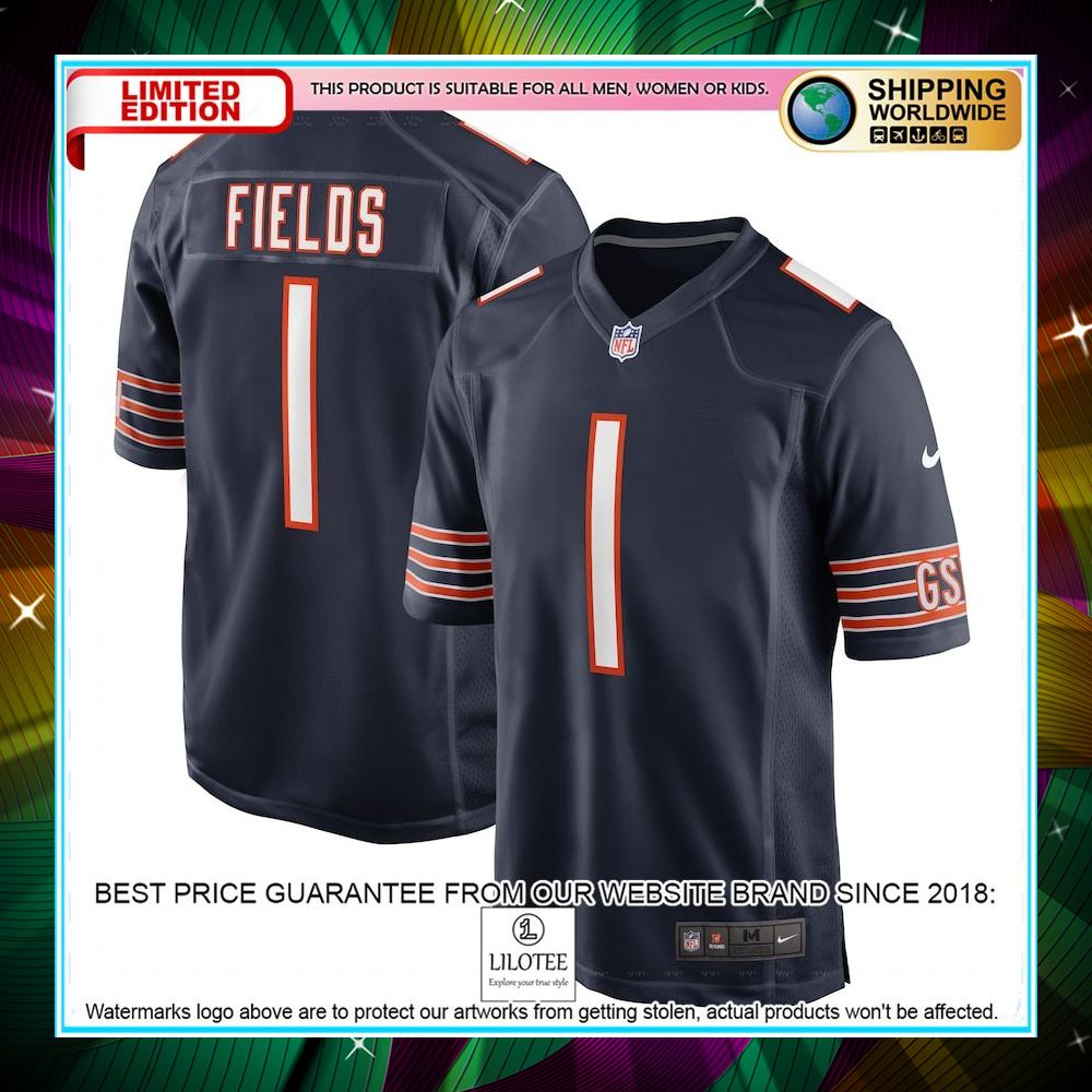 justin fields chicago bears player navy football jersey 1 354