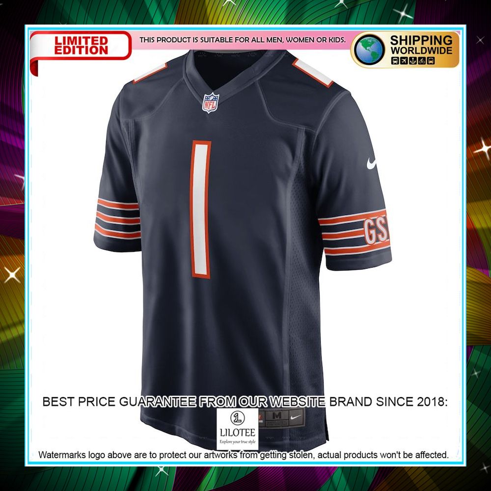 justin fields chicago bears player navy football jersey 2 584