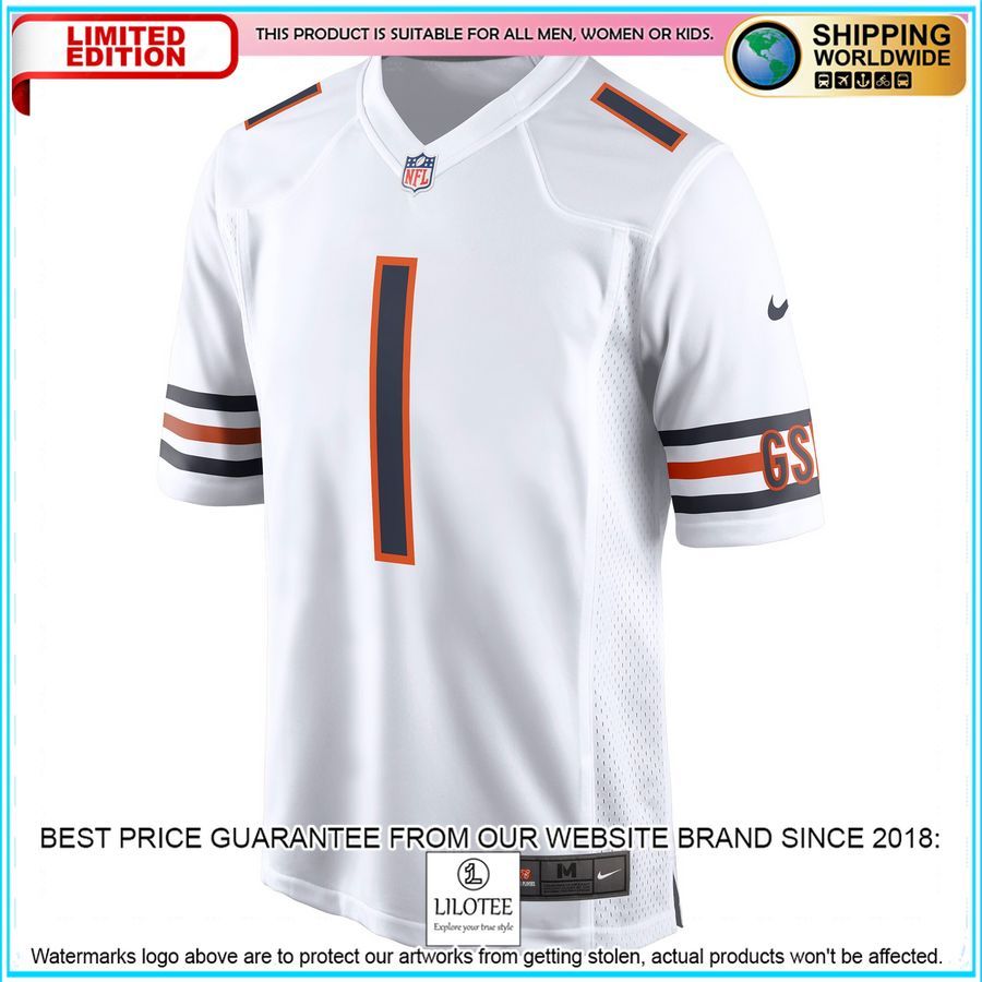 justin fields chicago bears white football jersey 2 539