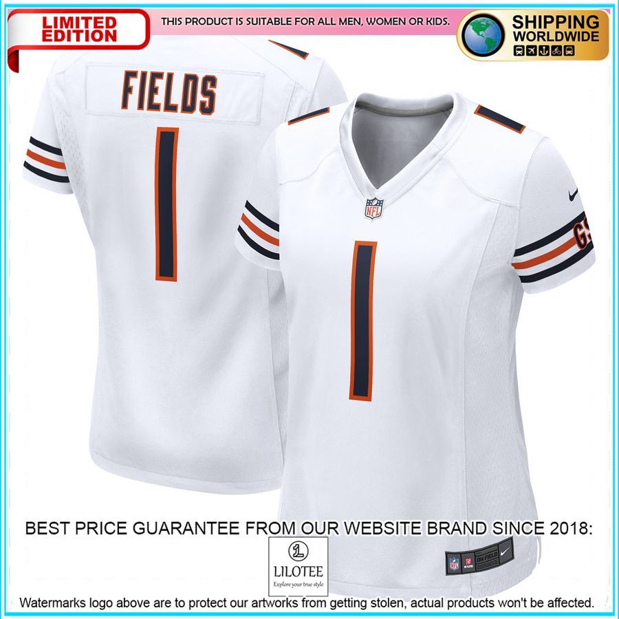 justin fields chicago bears womens white football jersey 1 621