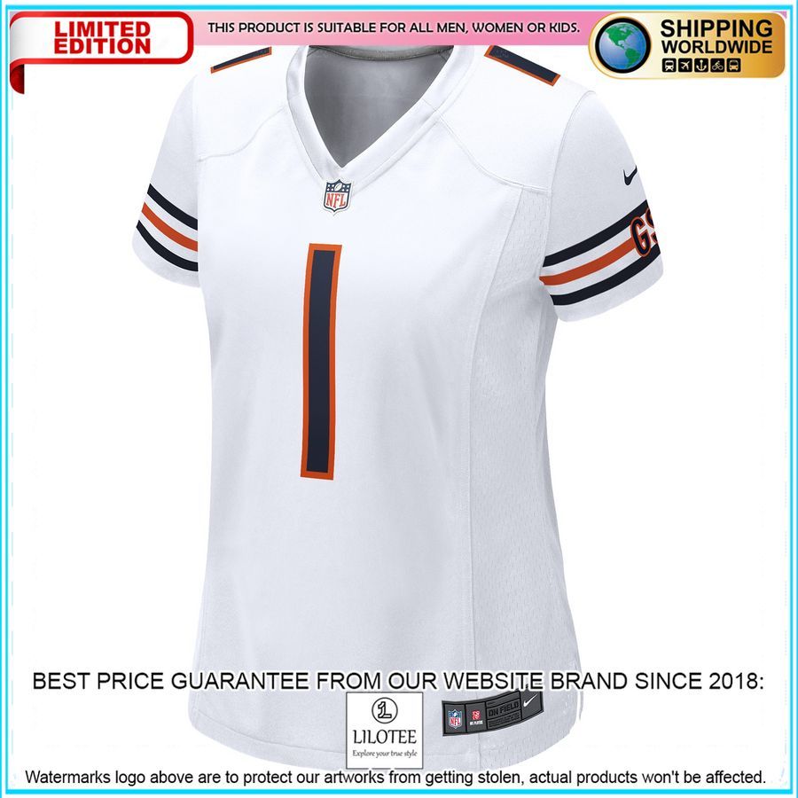 justin fields chicago bears womens white football jersey 2 795