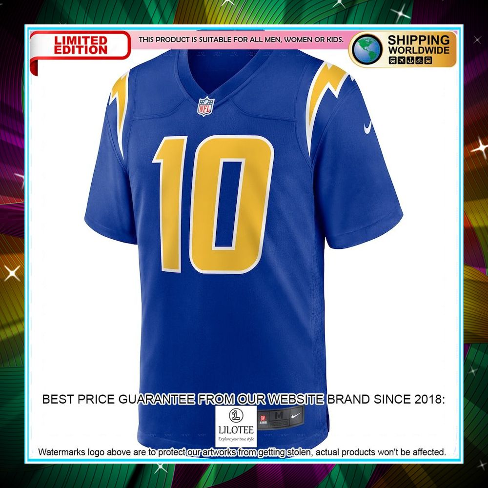 justin herbert los angeles chargers 2nd alternate royal football jersey 2 176