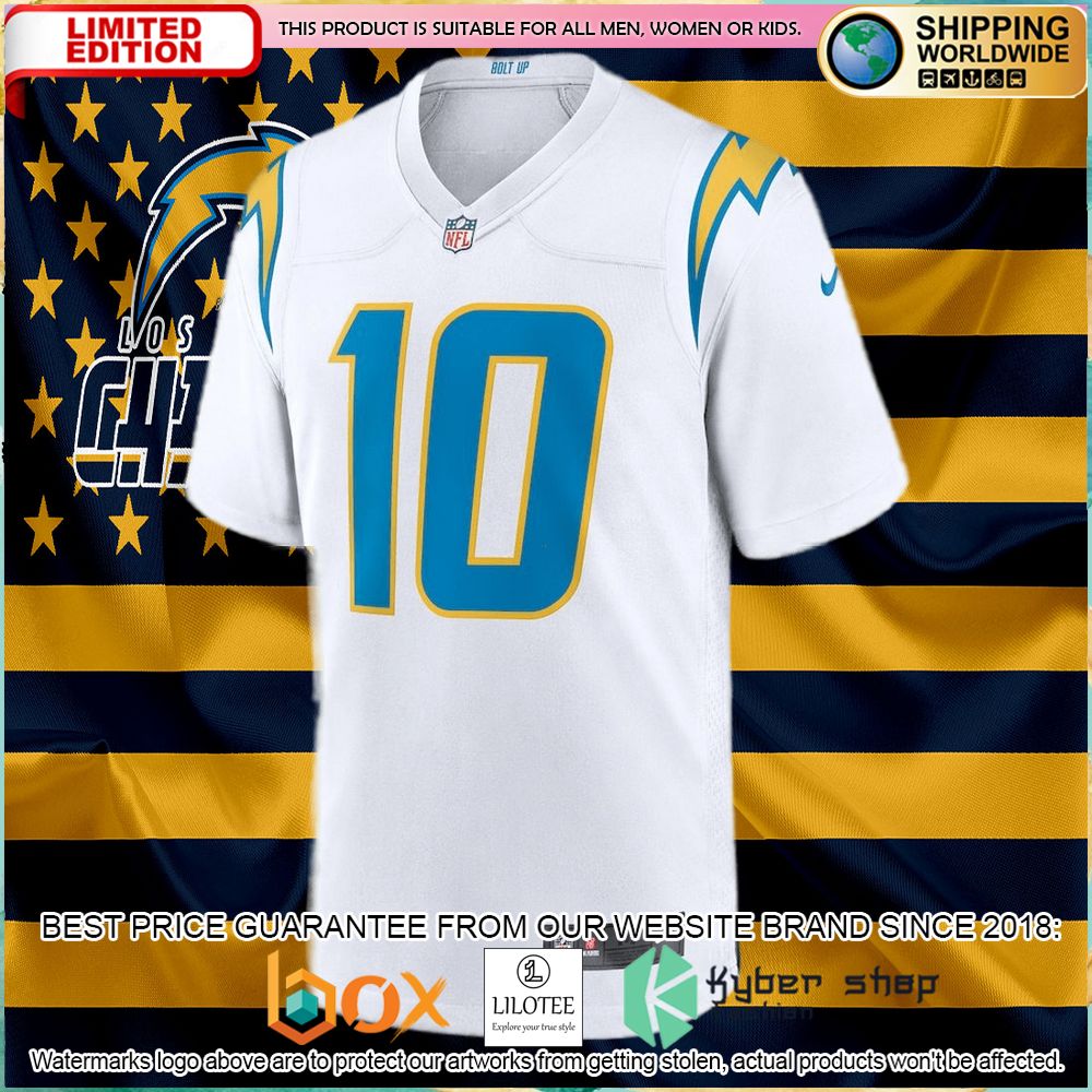 justin herbert los angeles chargers nike white football jersey 2 132