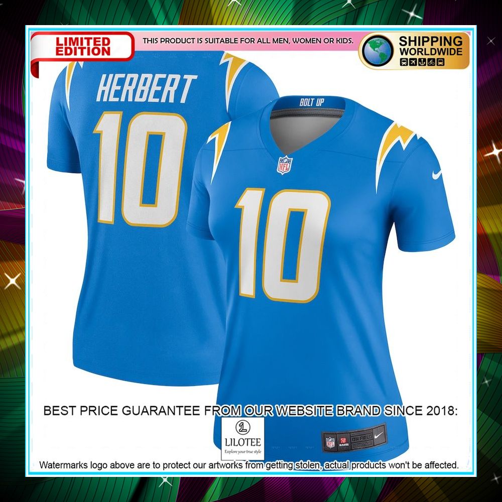 justin herbert los angeles chargers womens legend powder blue football jersey 1 388