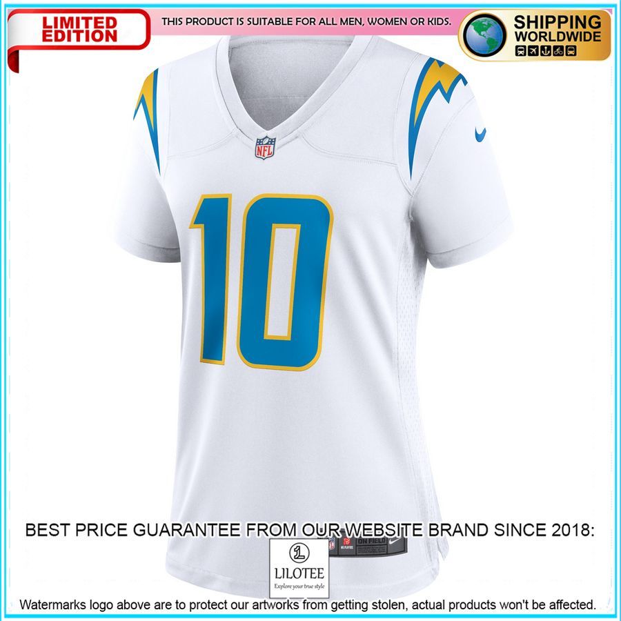 justin herbert los angeles chargers womens white football jersey 2 946