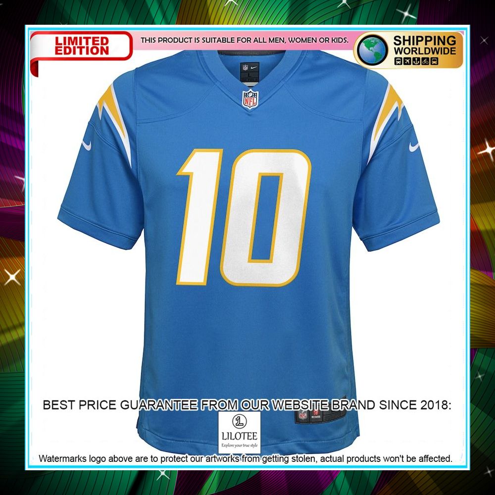 justin herbert los angeles chargers youth powder blue football jersey 2 283