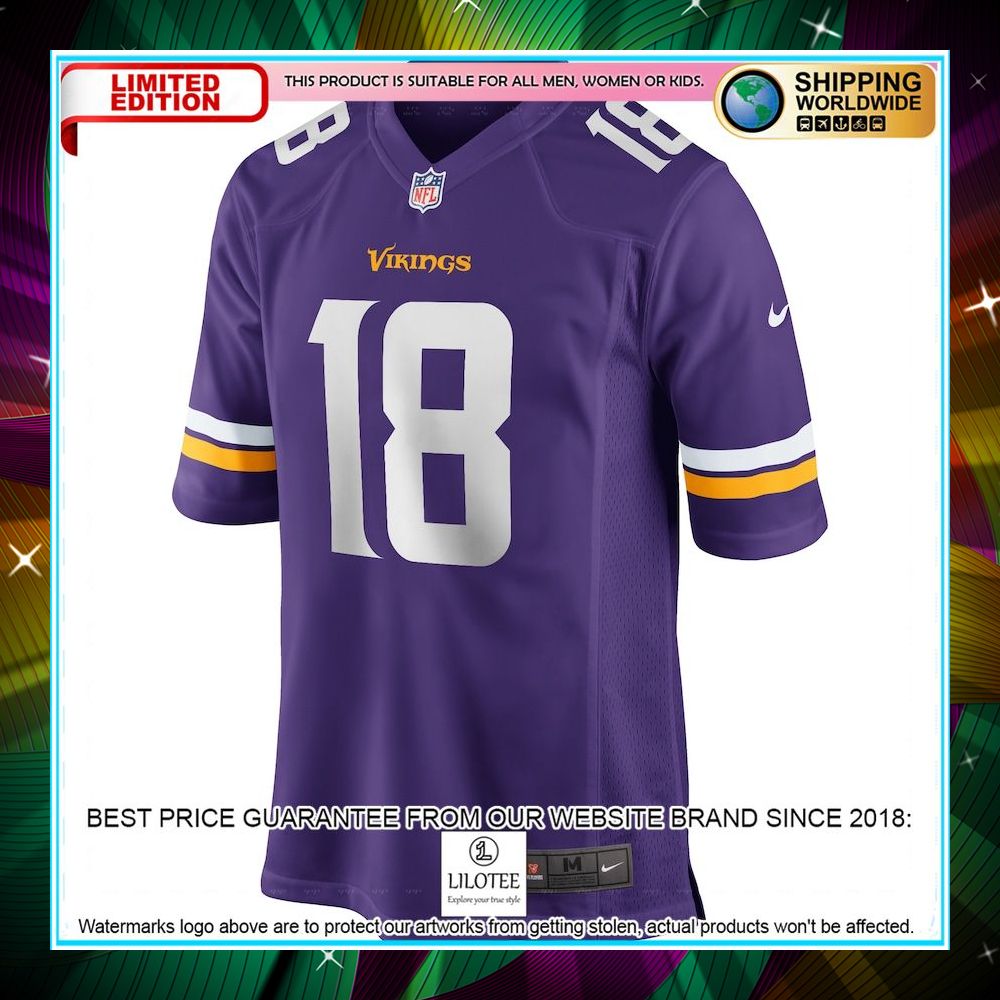 justin jefferson minnesota vikings player purple football jersey 2 376