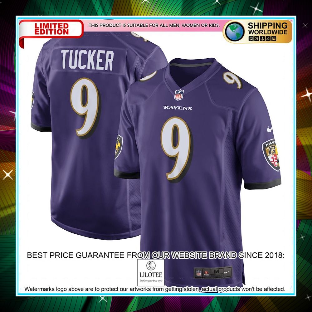 justin tucker baltimore ravens purple football jersey 1 633