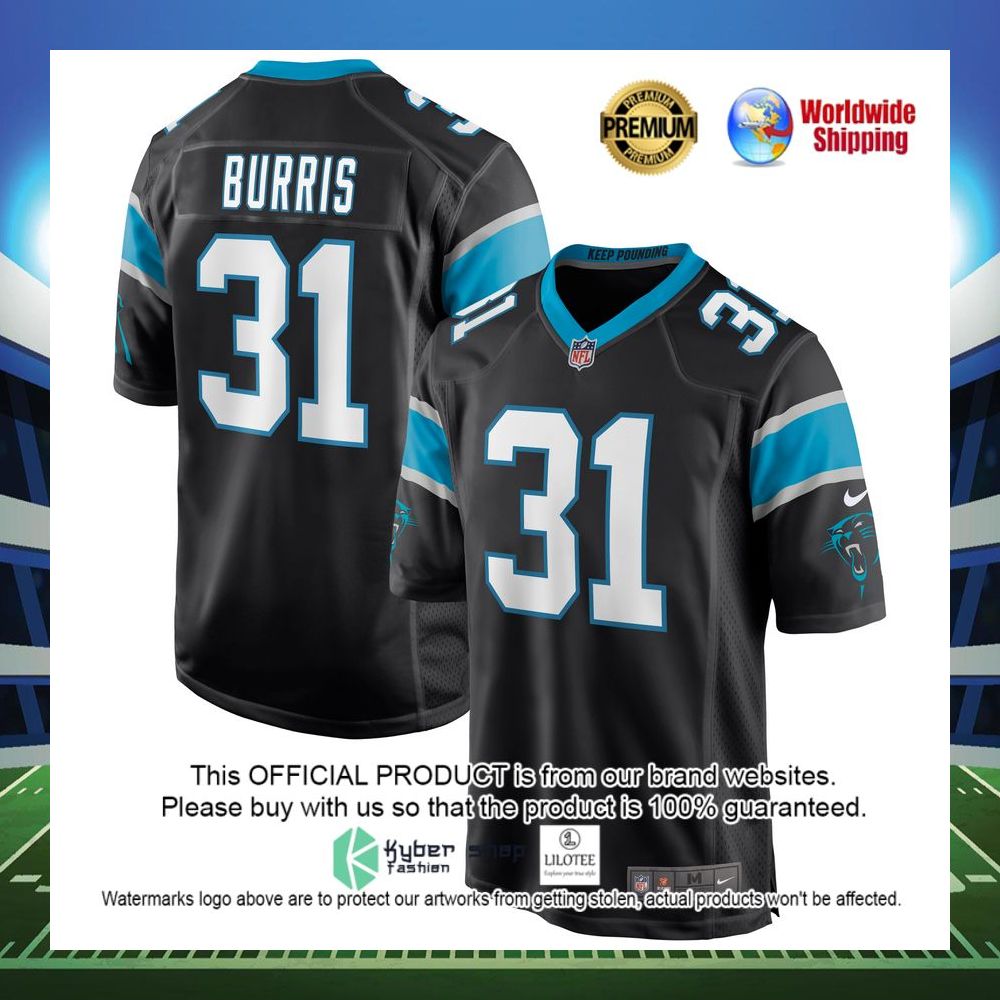 juston burris carolina panthers nike game black football jersey 1 859