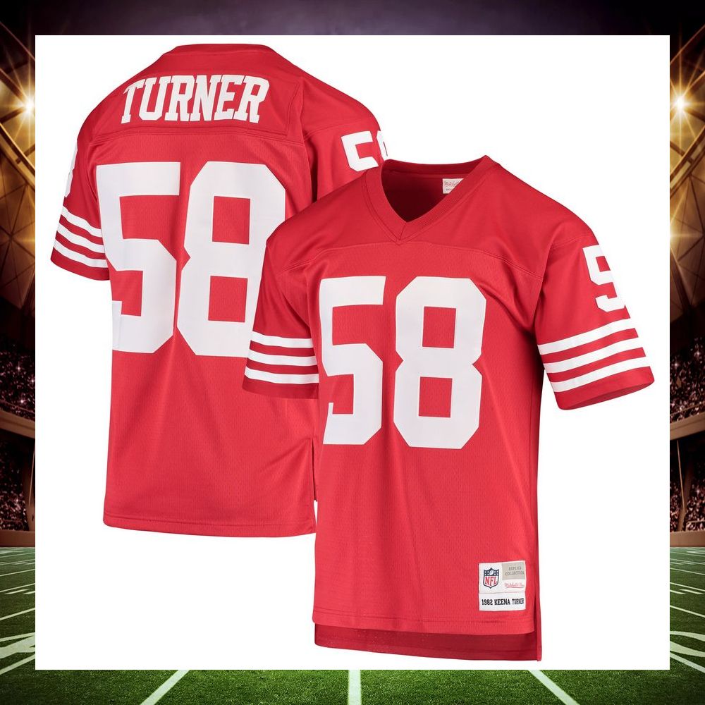 keena turner san francisco 49ers mitchell ness 1982 replica legacy throwback scarlet football jersey 4 343