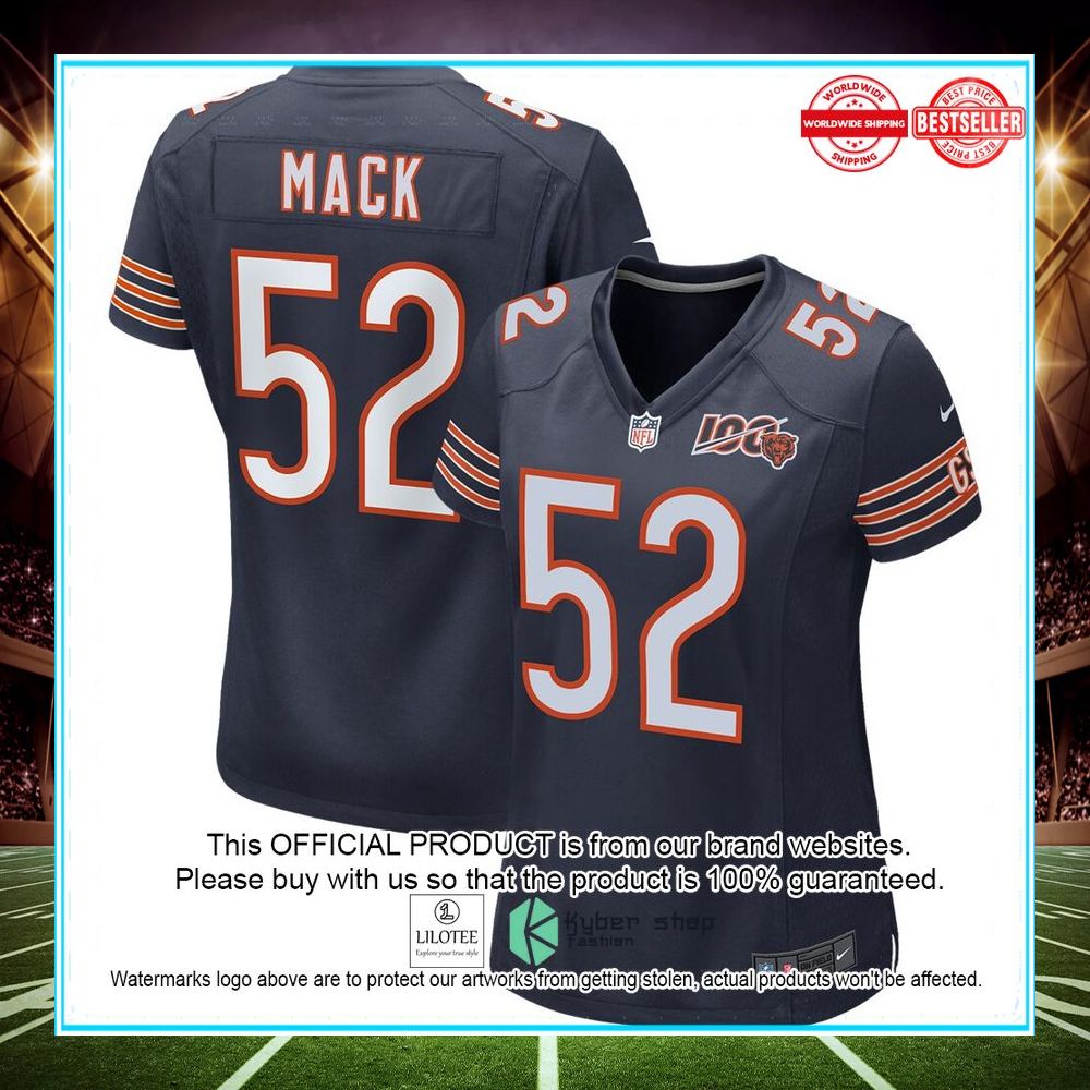 khalil mack chicago bears nike 100th season navy football jersey 1 121