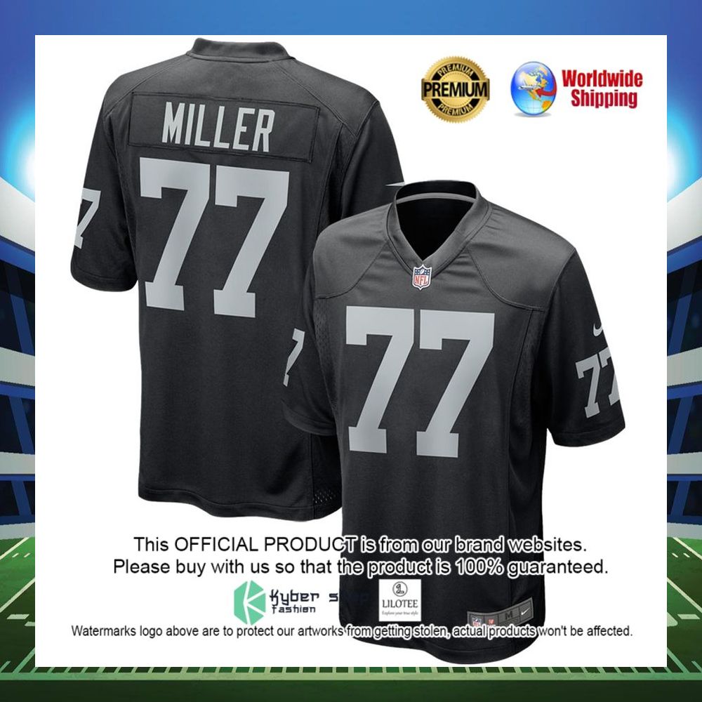 kolton miller las vegas raiders nike game player black football jersey 1 912
